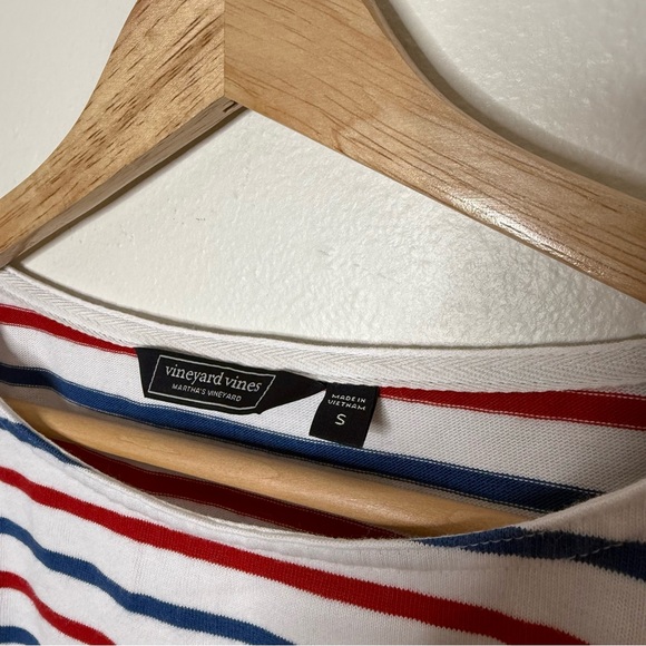 Vineyard Vines Sailor Stripe Nautical Boat Neck Button Shoulder Organic Cotton - Picture 3 of 8